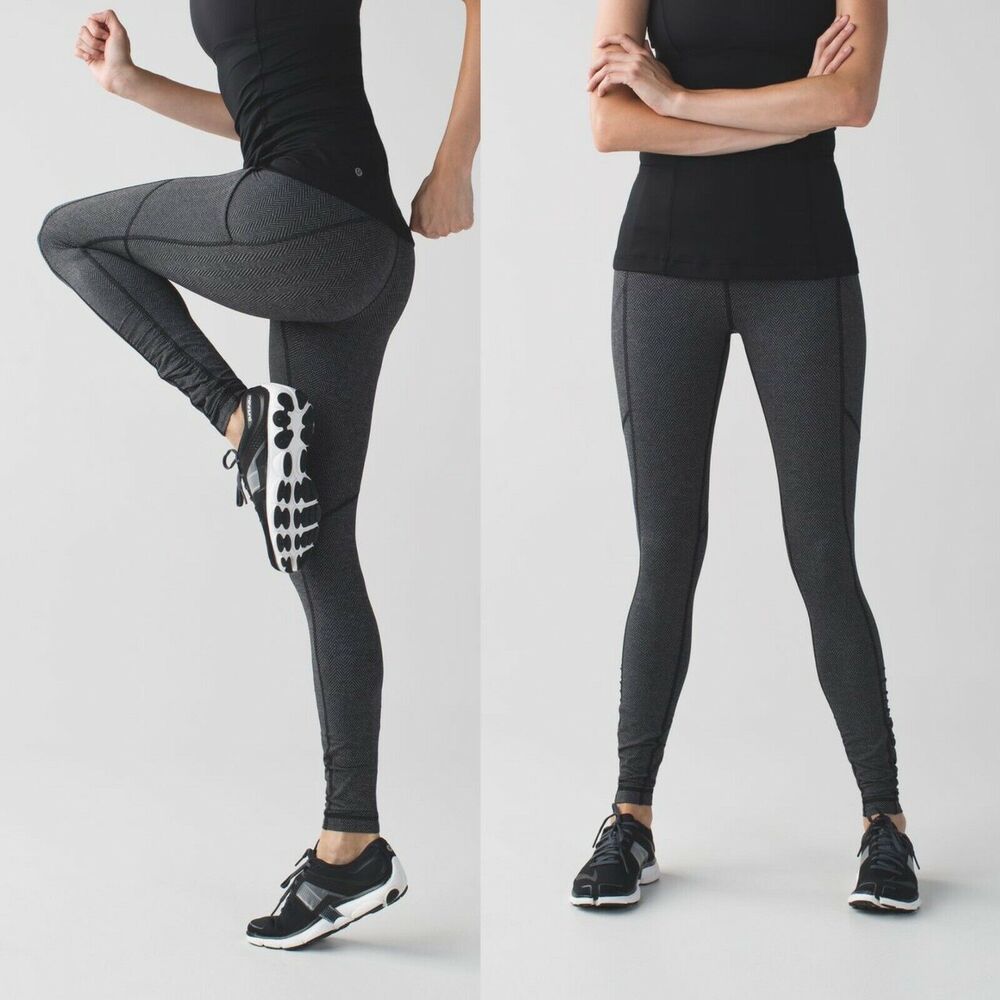 Lululemon Size 2 Speed Tight IV Giant Herringbone Gray Crop Leggings - Picture 2 of 10